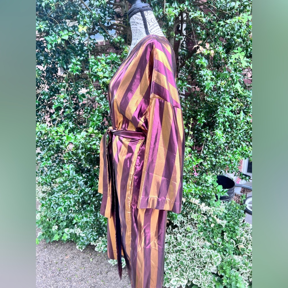 Manila Grace Metallic Striped Burgundy Orange Robe Coat Duster IT 44 fits 6-8 - Picture 16 of 16